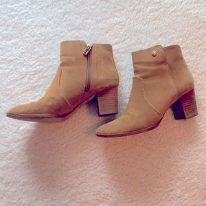 Tory Burch Logo Leather Suede Booties Euc 7.5